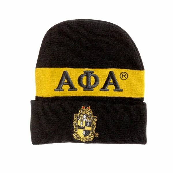 Embroidered Knit Beanie - Alpha Phi Alpha, Black