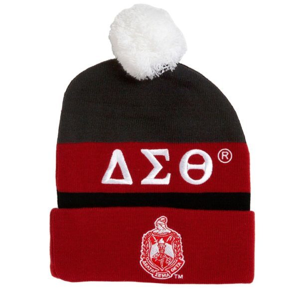 Embroidered Knit Beanie - Delta Sigma Theta, Black