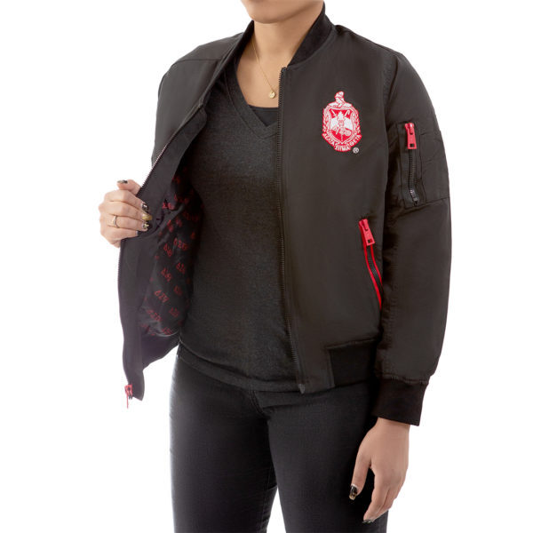 Satin Bomber Jacket - Delta Sigma Theta, X-Large