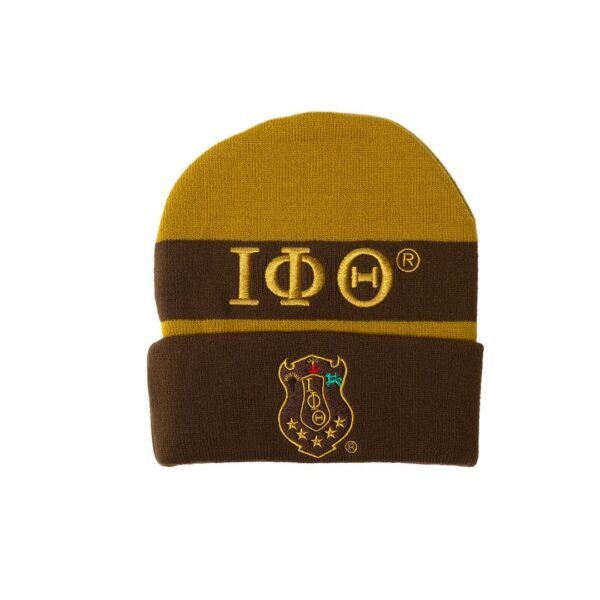 Embroidered Knit Beanie - Iota Phi Theta, Gold