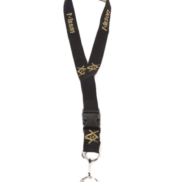 Woven Embroidered Lanyard - Mason, Black