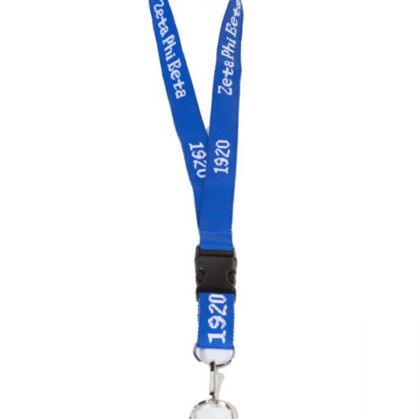 Woven Embroidered Lanyard - Zeta Phi Beta, Blue