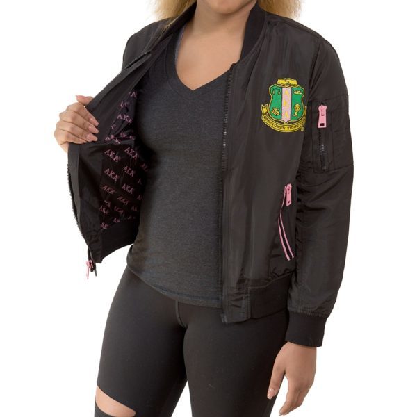 Satin Bomber Jacket - Alpha Kappa Alpha, X-Large