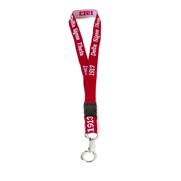 Woven Embroidered Lanyard - Delta Sigma Theta, White