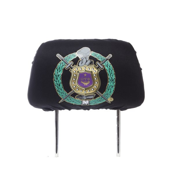 Car Seat Headrest Cover - Omega Psi Phi, Black