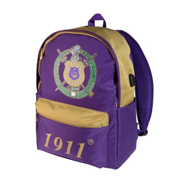 USB-Port Backpack - Omega Psi Phi, Purple