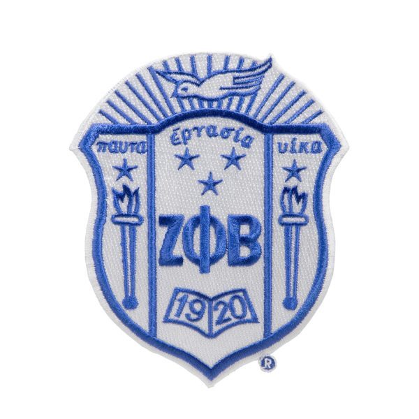 5 Inch Crest - Zeta Phi Beta, White/Blue