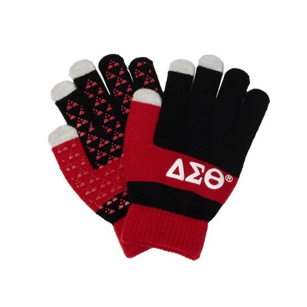 Knit Texting Gloves - Delta Sigma Theta, Black