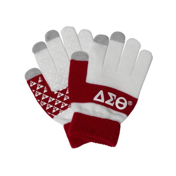 Knit Texting Gloves - Delta Sigma Theta, White