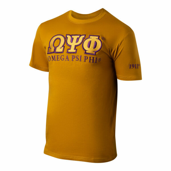 Luxury Embroidered Tee - Omega Psi Phi, XXXX-Large, OldGold