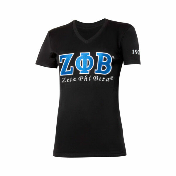 Luxury Embroidered Tee - Zeta Phi Beta, XXX-Large, Black