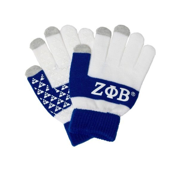 Knit Texting Gloves - Zeta Phi Beta, White