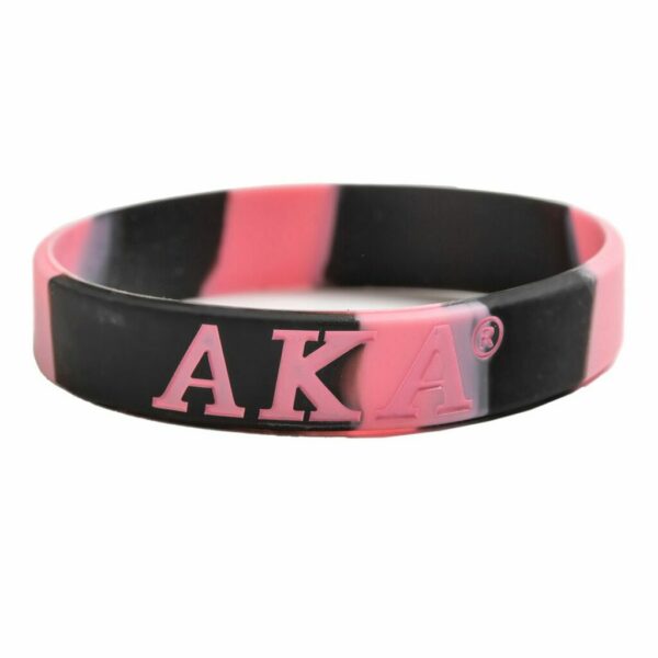 Tie-Dye Silicone Wristband - Alpha Kappa Alpha, Black/Pink