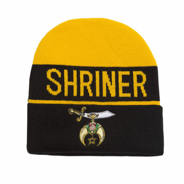 Embroidered Knit Beanie - Shriner, Gold