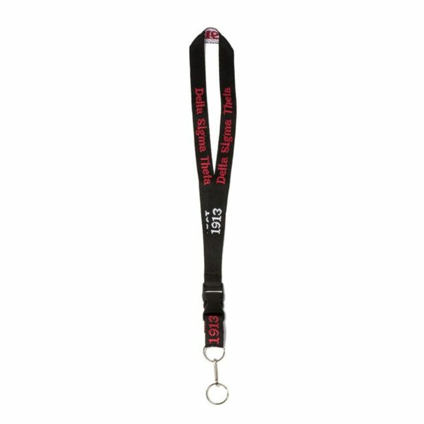Woven Embroidered Lanyard - Delta Sigma Theta, Black