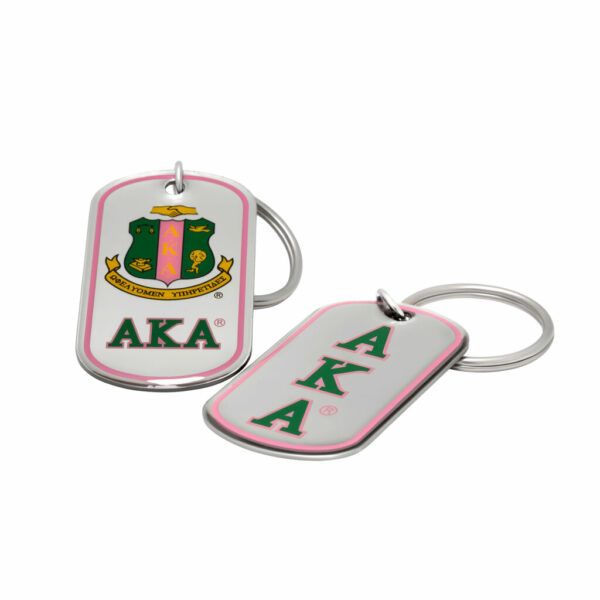 Epoxy Dog-Tag Key Ring - Alpha Kappa Alpha
