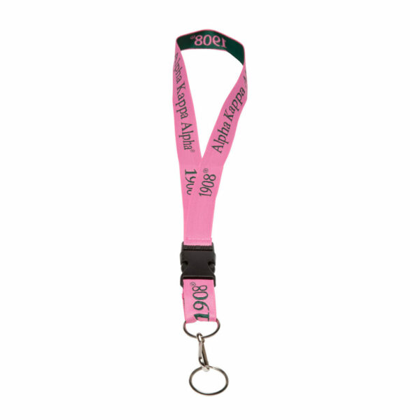 Woven Embroidered Lanyard - Alpha Kappa Alpha, Pink