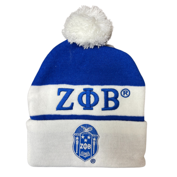 Embroidered Knit Beanie - Zeta Phi Beta, Blue