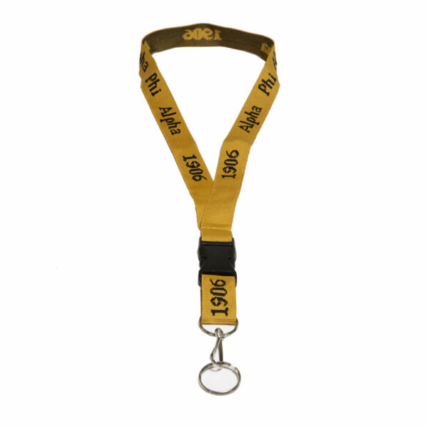 Woven Embroidered Lanyard - Alpha Phi Alpha, OldGold