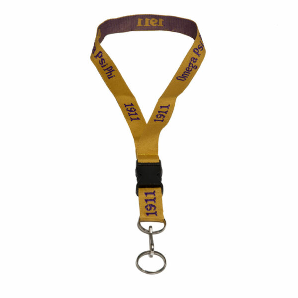 Woven Embroidered Lanyard - Omega Psi Phi, OldGold