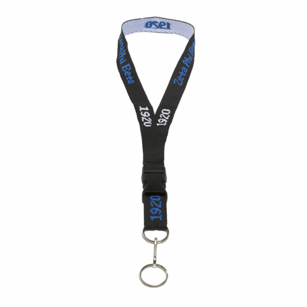 Woven Embroidered Lanyard - Zeta Phi Beta, Black